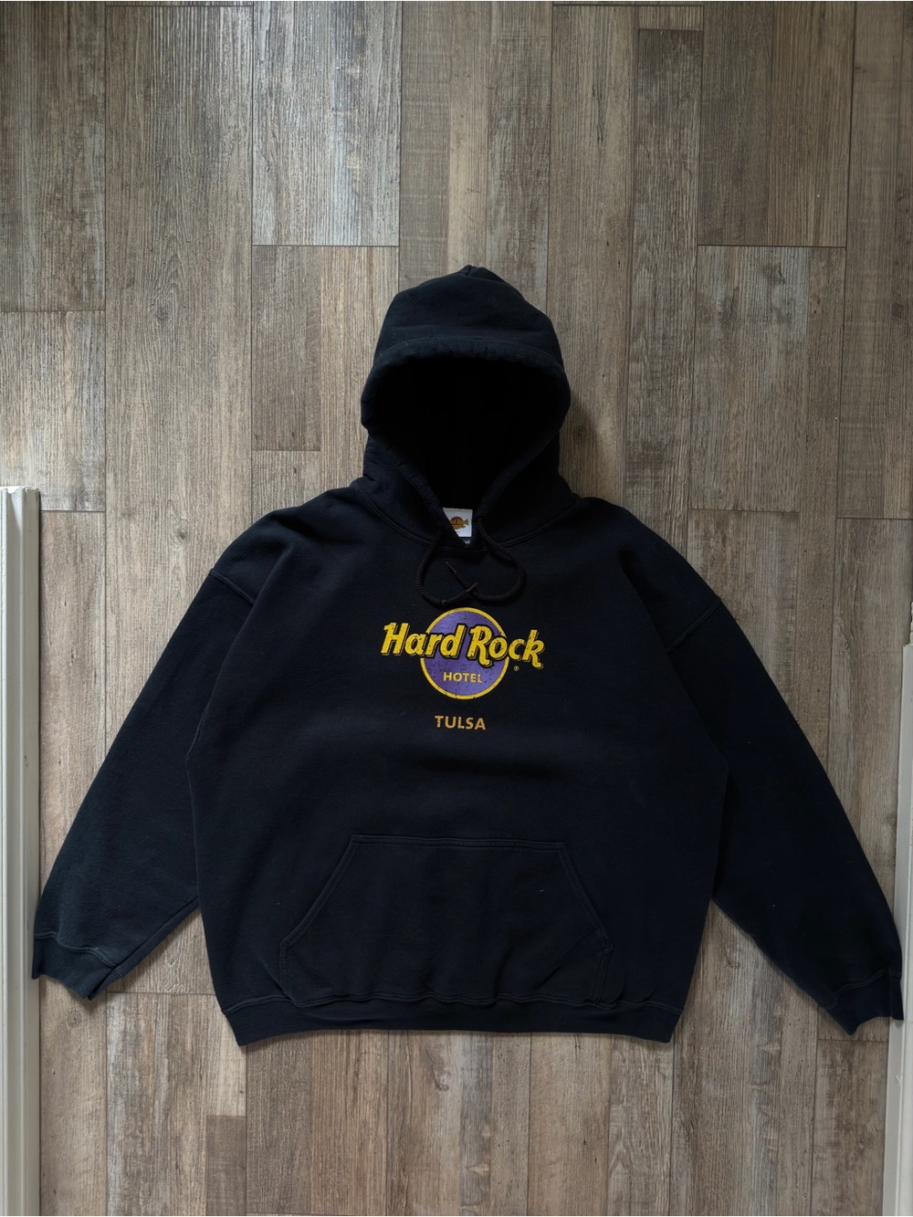 Hard Rock Hoodie in Black with Yellow Logo - Tulsa